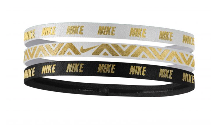 Nike Metallic Hairbands Black White and Gold Grand Headbands
