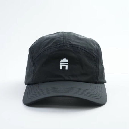 Black lightweight running cap with white logo – Grand Performance Running Cap