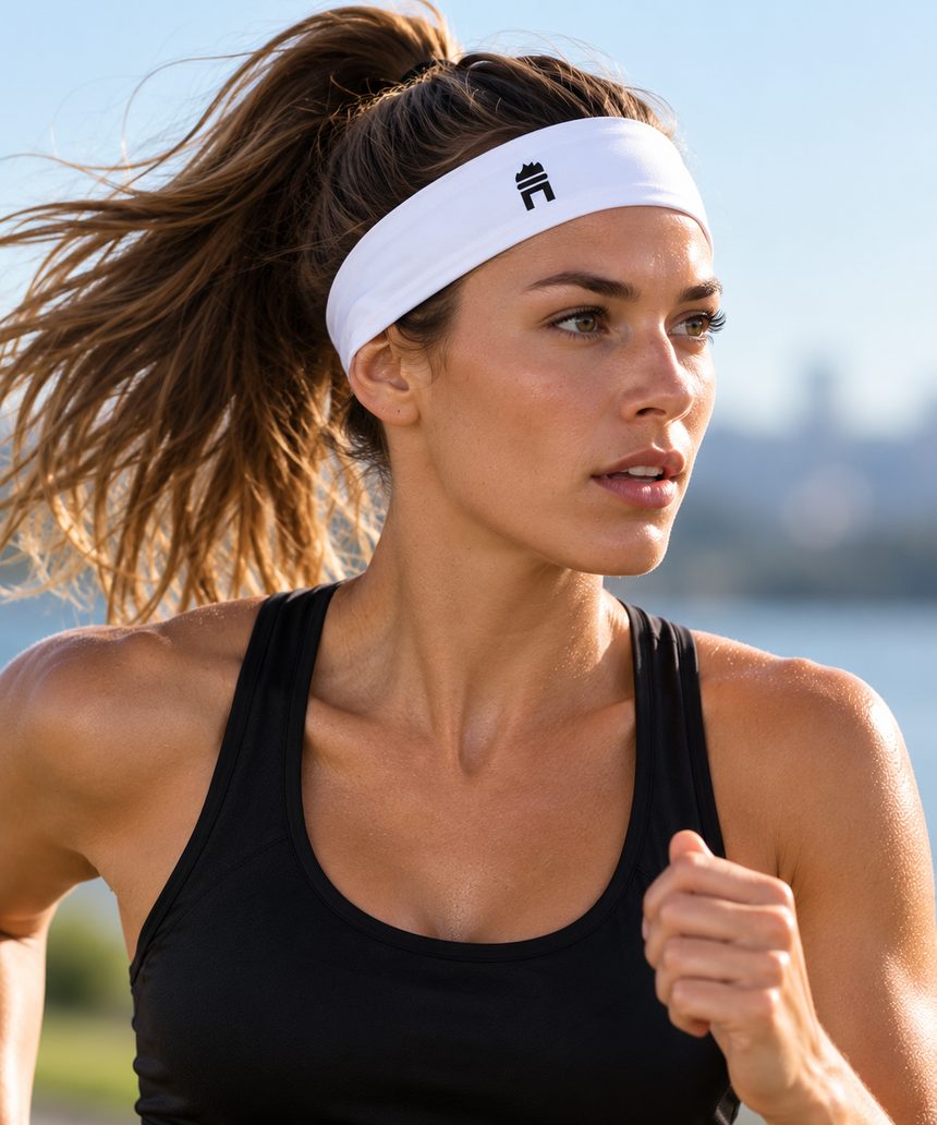 White Spandex Running Headband 